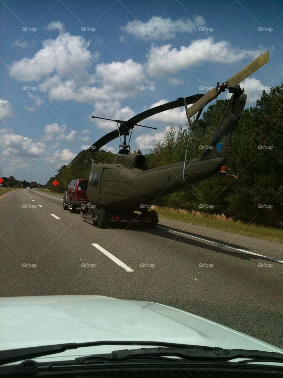 Helicopter on the highway