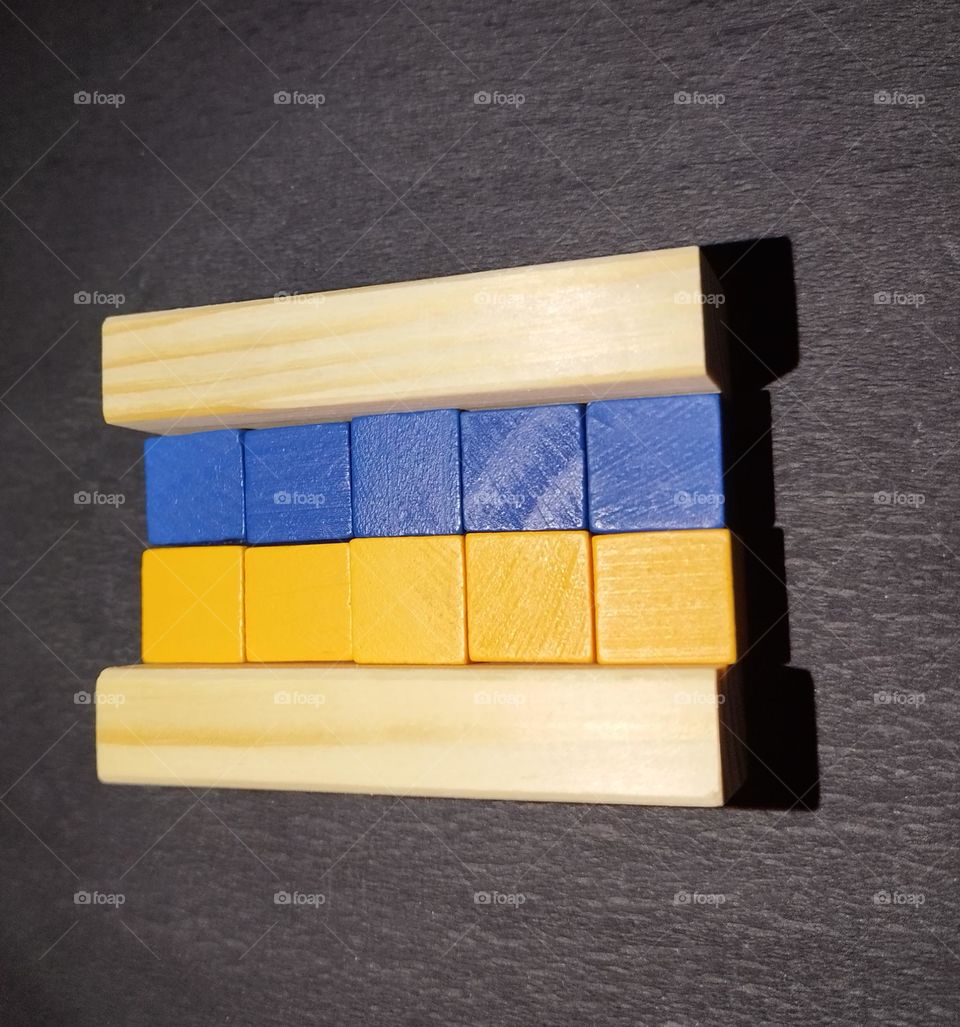 Yellow and blue wooden RecTangle design