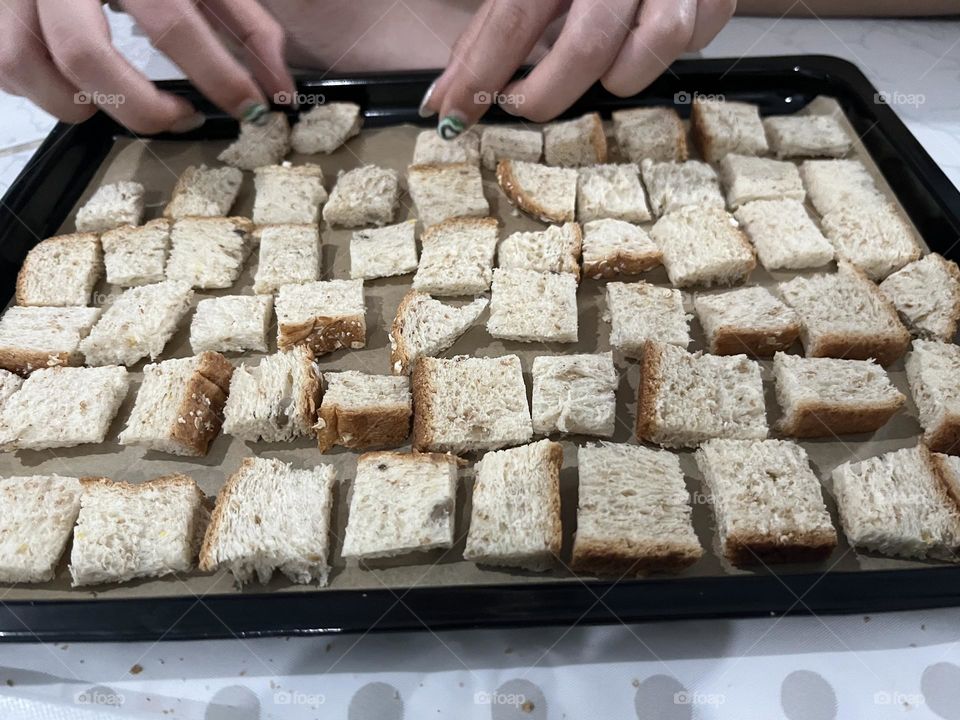 Baking bread.