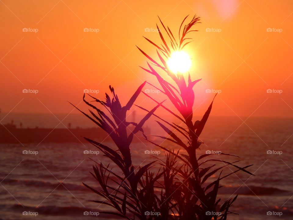 Amazing sunset in Ustka (Poland)