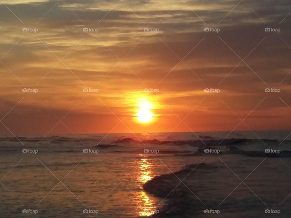 Beautiful Sunrise & Sky over the Atlantic Ocean - North Wildwood, New Jersey