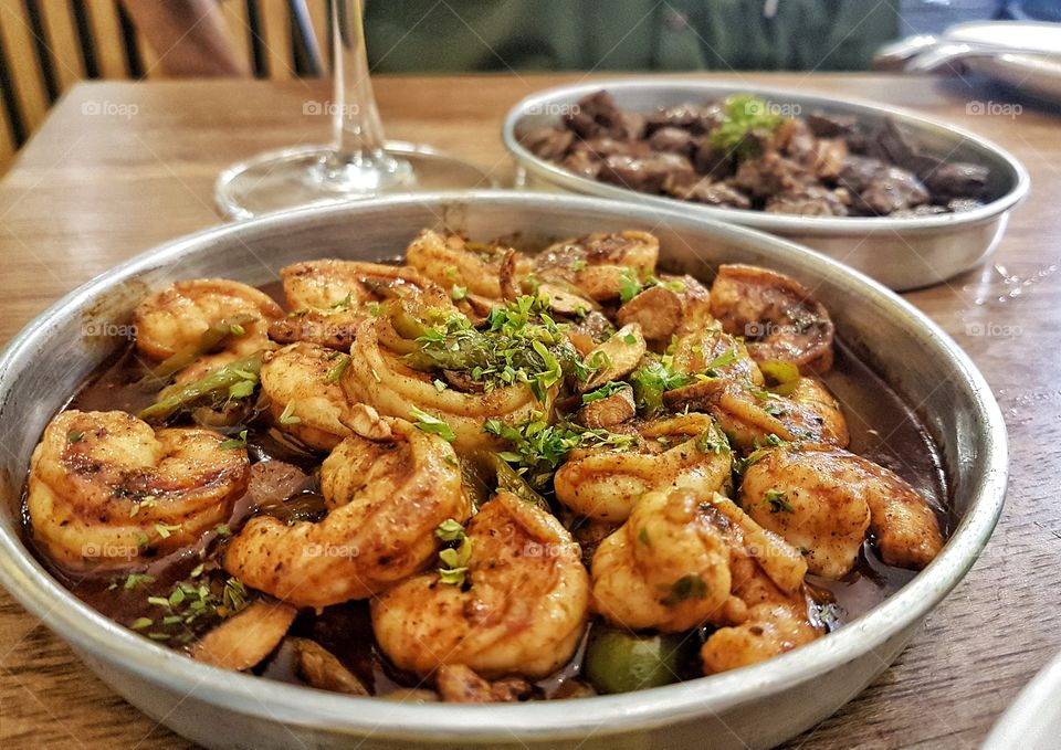 Gambas with Chorizo