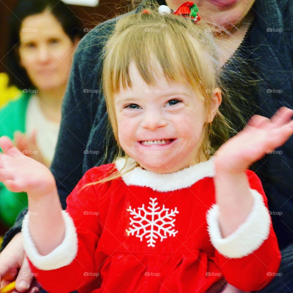 Down syndrome, Christmas, happy
