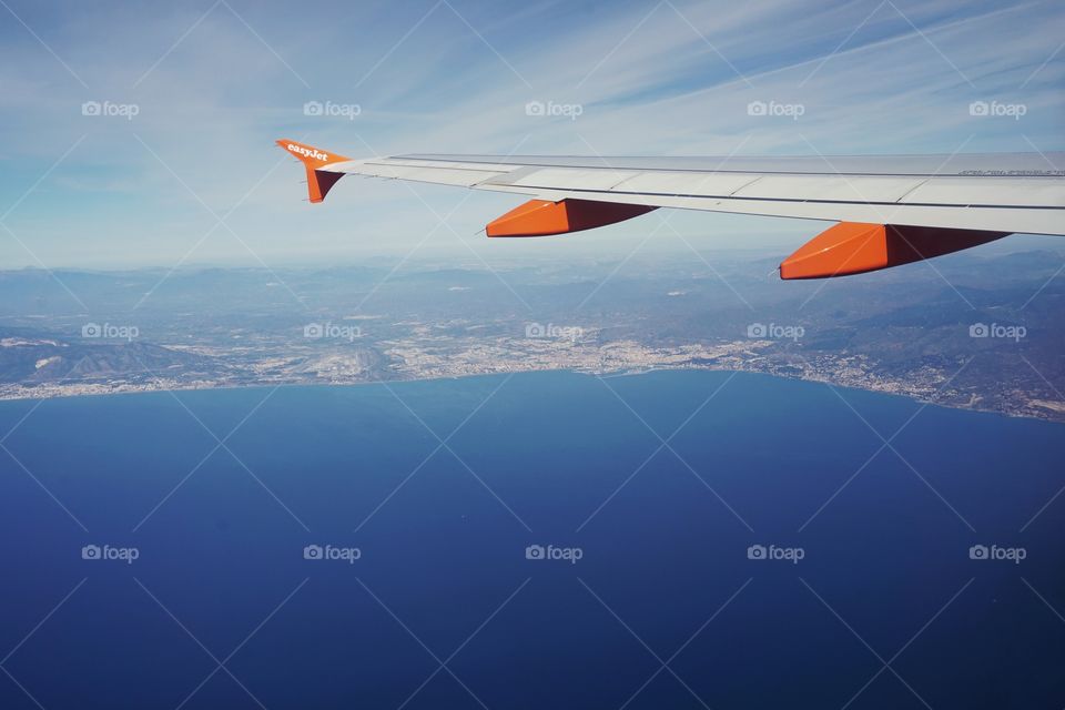 View from a passenger window on an easyJet plane