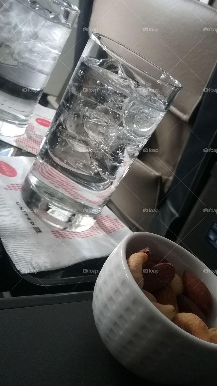 Refreshments while flying First Class