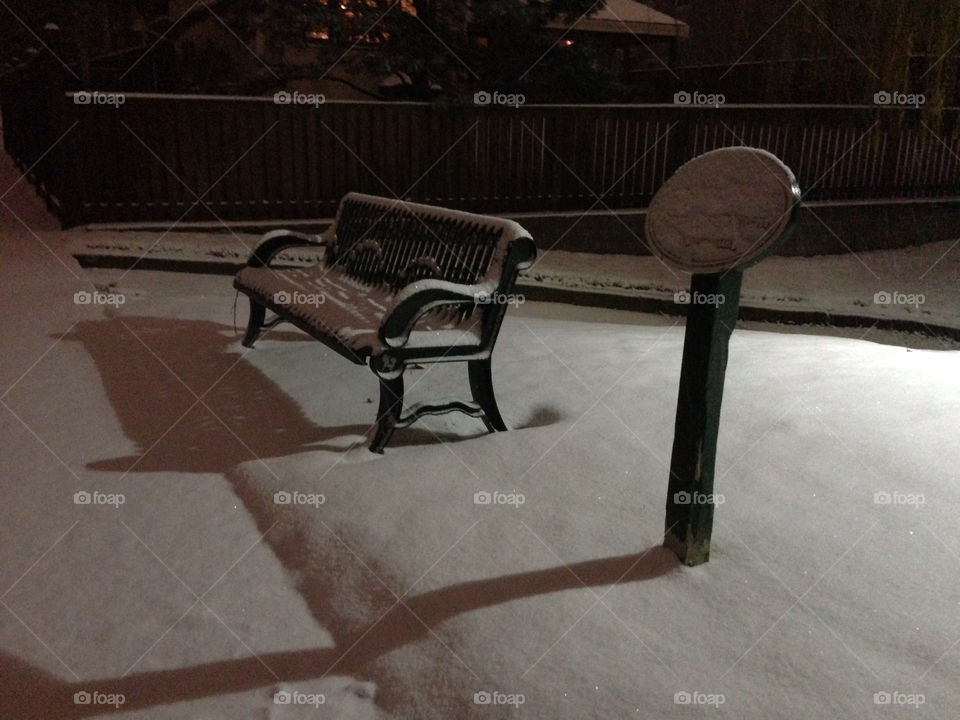 snow night storm bench by nerv001