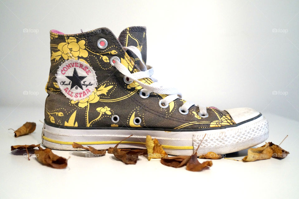 Converse shoe in autumn