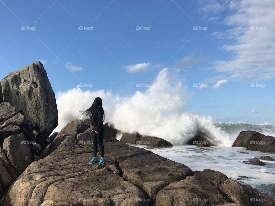 Big wave in rough seas.