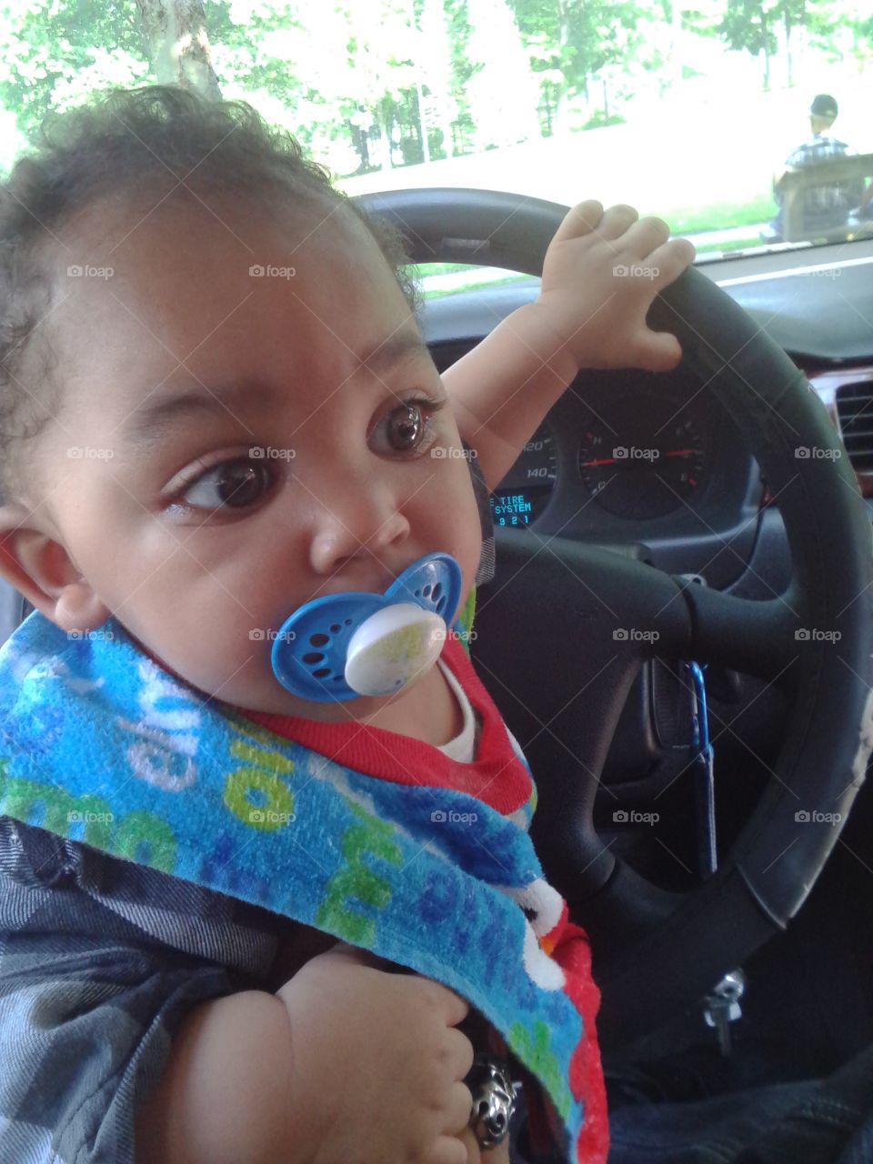 Son taking the wheel