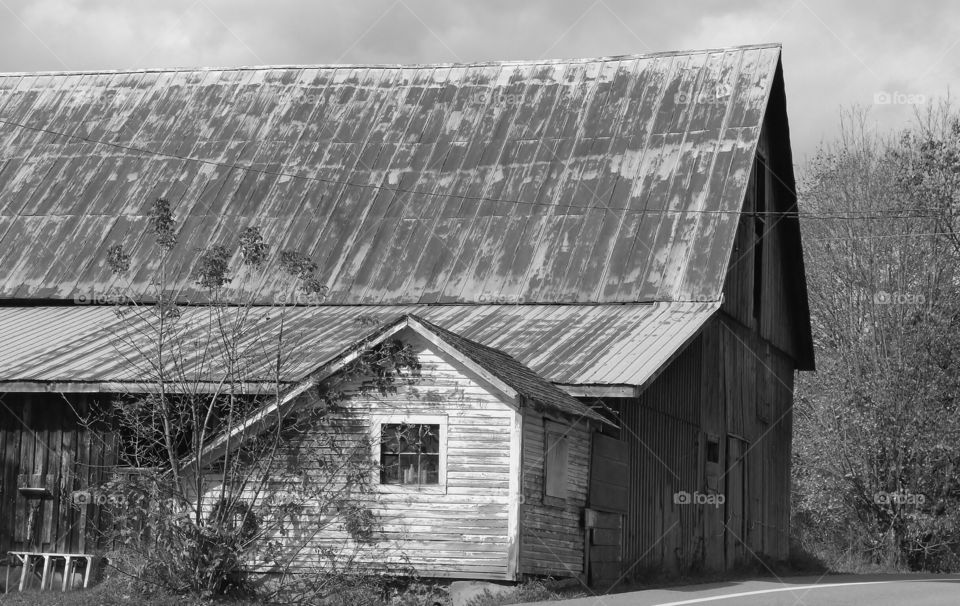 Vermont farm. Stark snd simple - black and white architecture mission 
