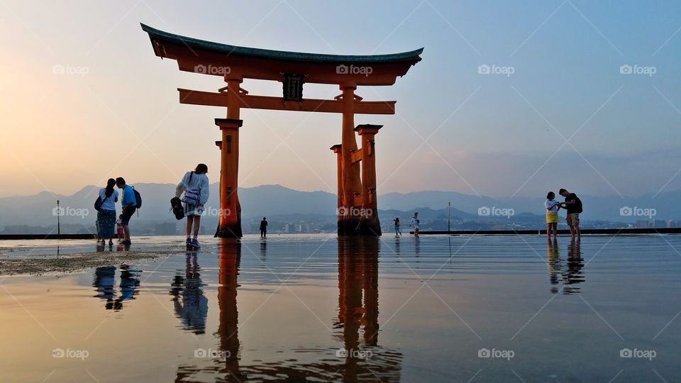 Sunset at Miyajima floating torii