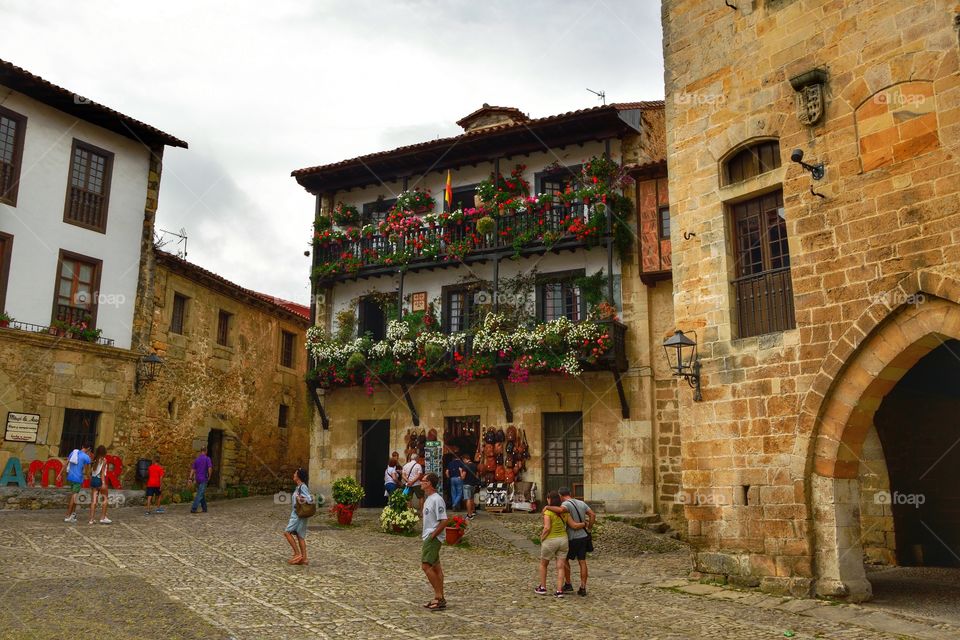 Plaza Mayor de Santillana del Mar, Cantabria, Spain.