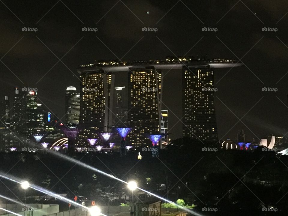 Night shot overlooking Marina Bay Sands