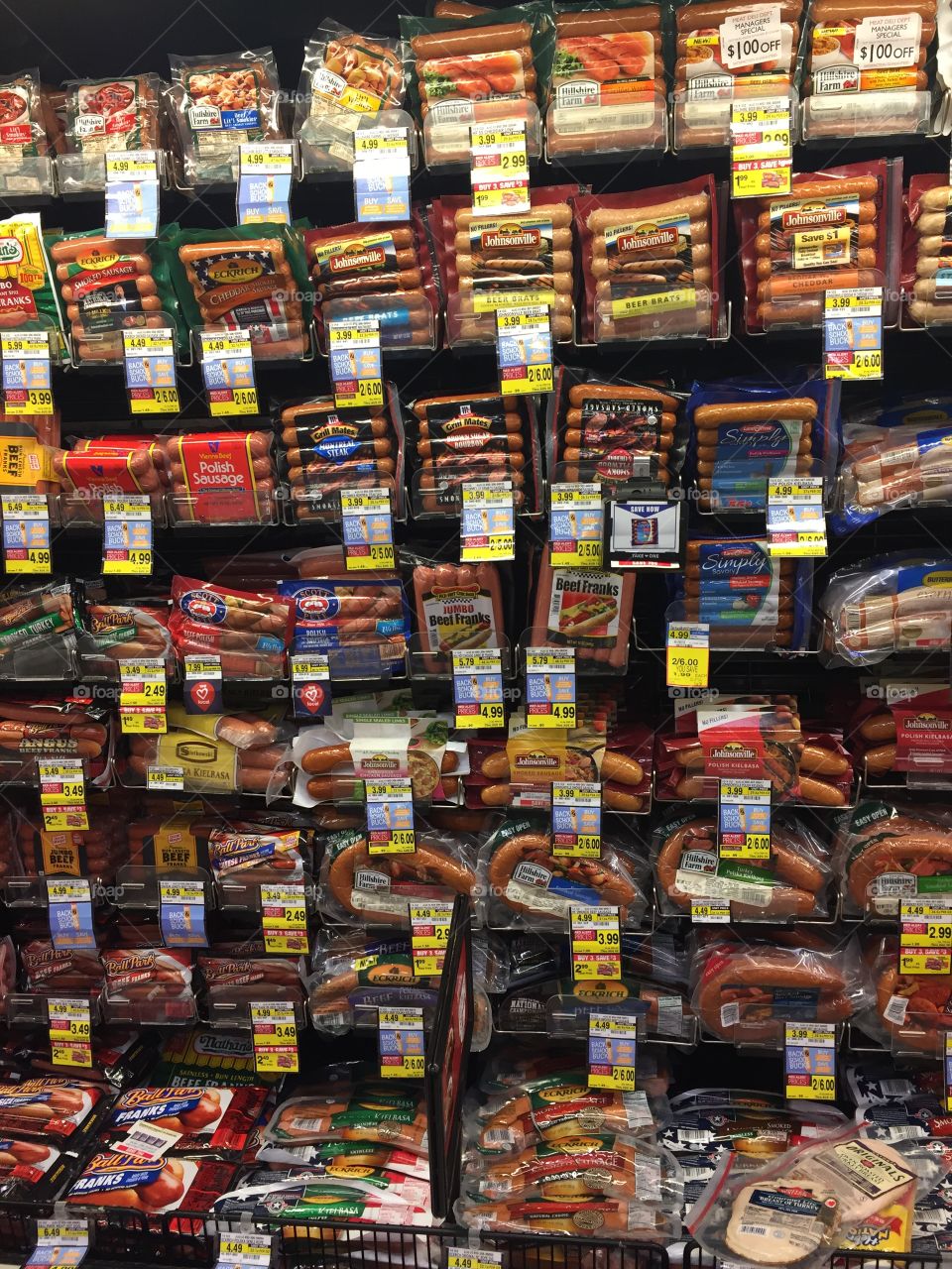 Hot dogs and sausage variety