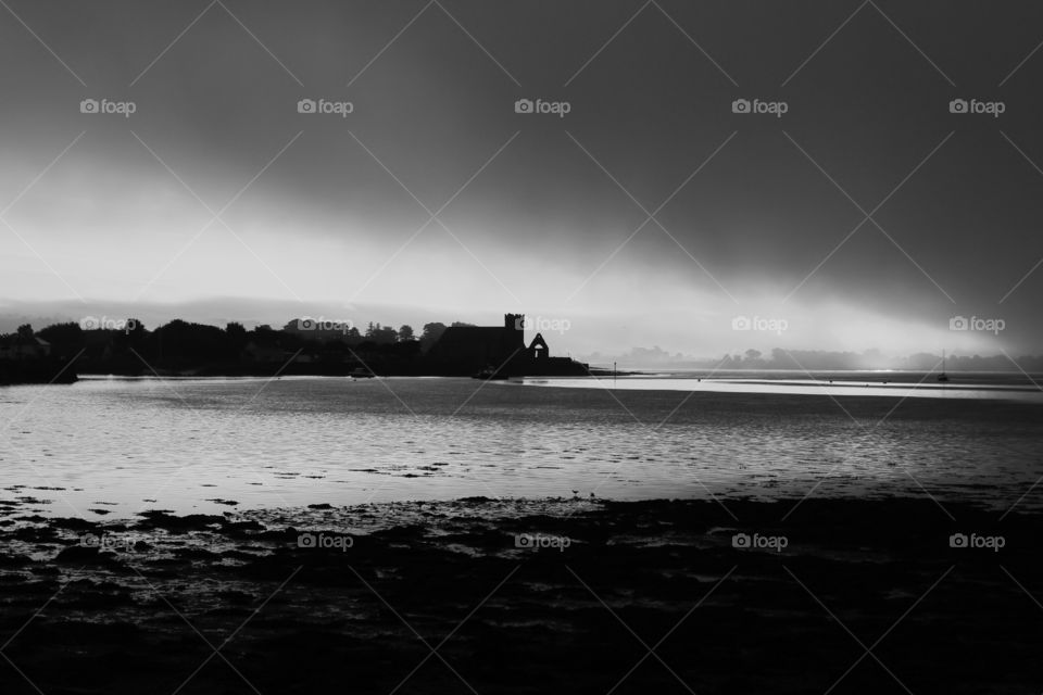 Water, Sunset, Beach, Sea, Monochrome