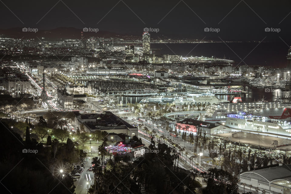 The best night view of Barcelona, Spain