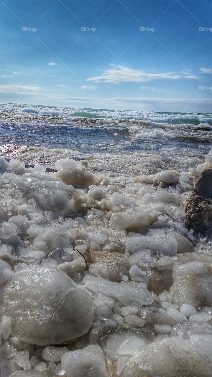 winter on lake Michigan shore