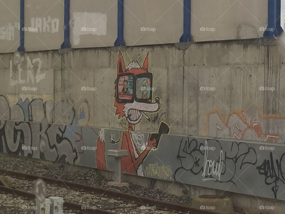 Urban art. Graffiti in a wall