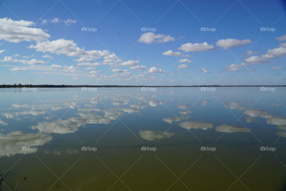 Cloud reflections on a lake