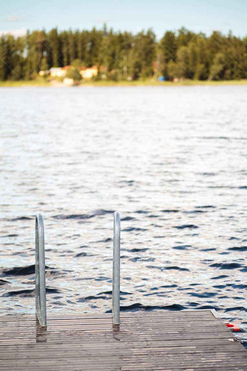 Bathing ladder at the lakeside