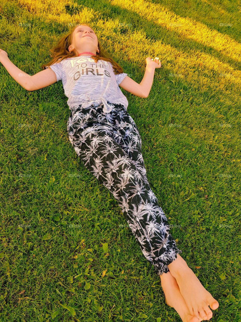 Smiling and relaxing