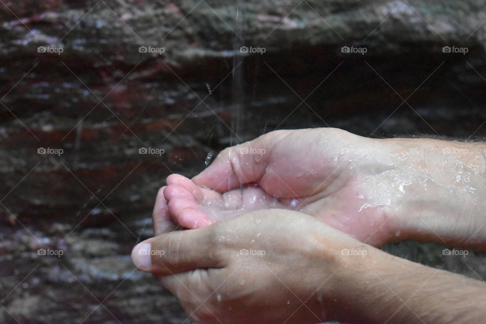 water on the hands - drinking water