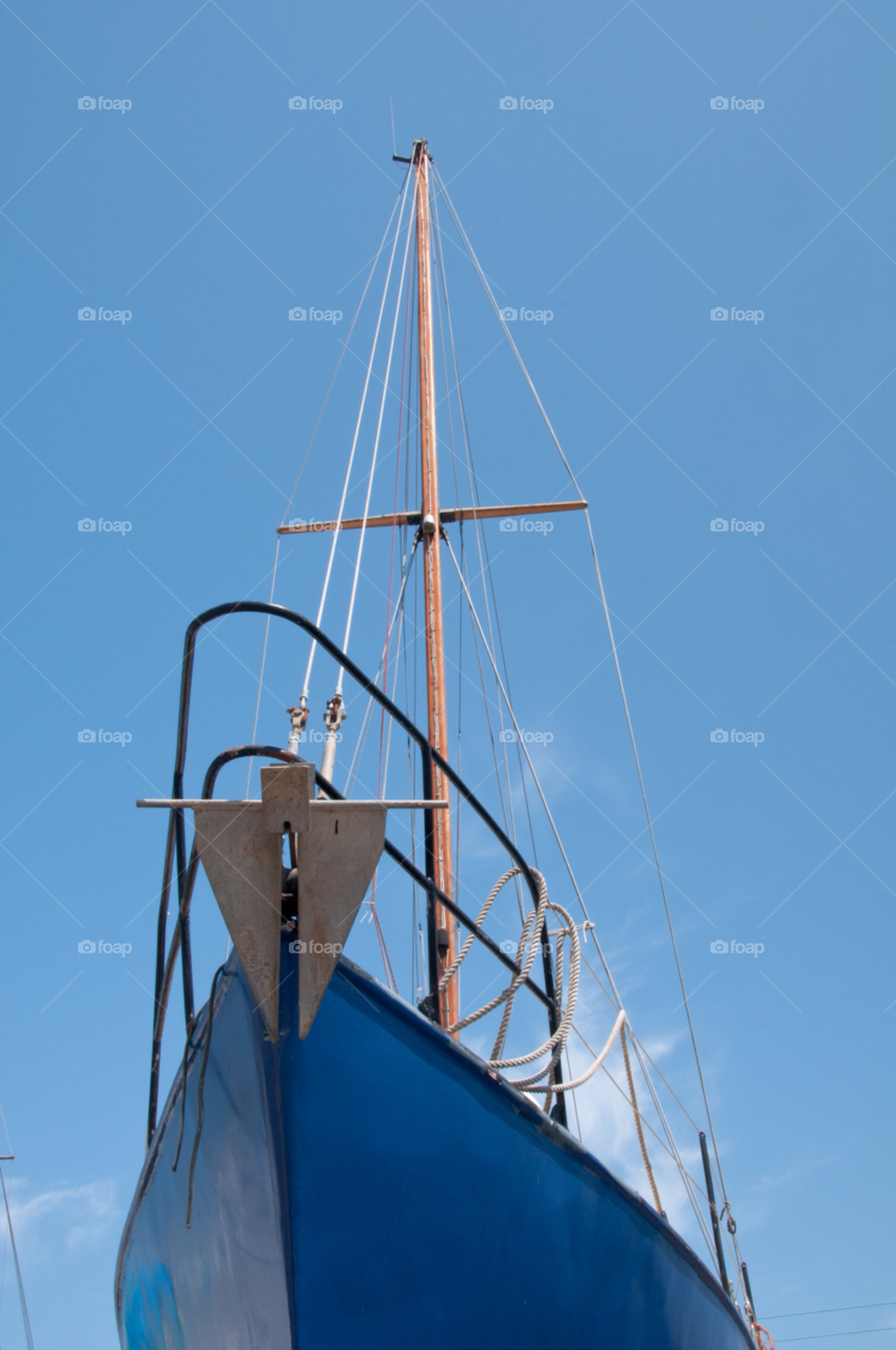 blue boat mast bow by mparratt