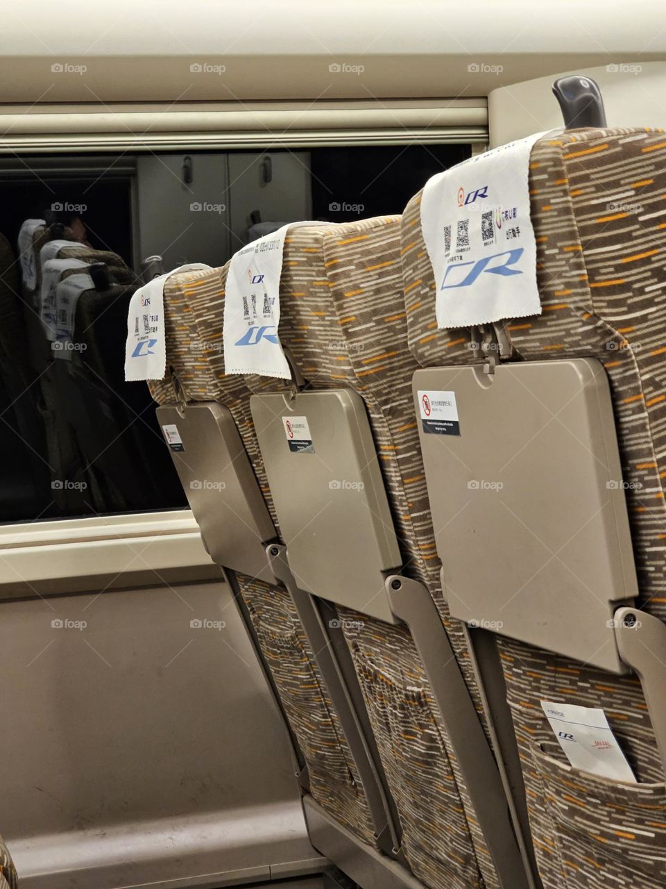 train seats and reflection