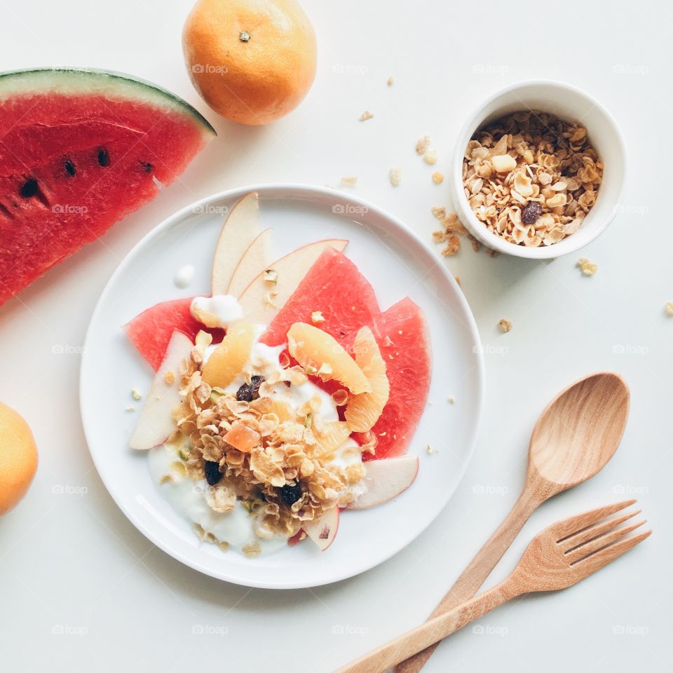 Studio shot of healthy breakfast