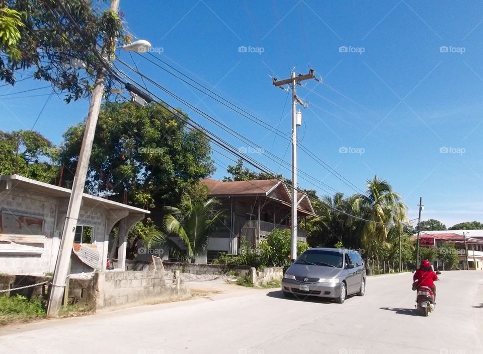 Photo from moving car traveling in Roatan, Honduras