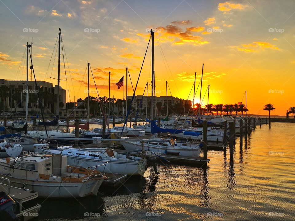 Pier, Water, Sea, Harbor, Sunset