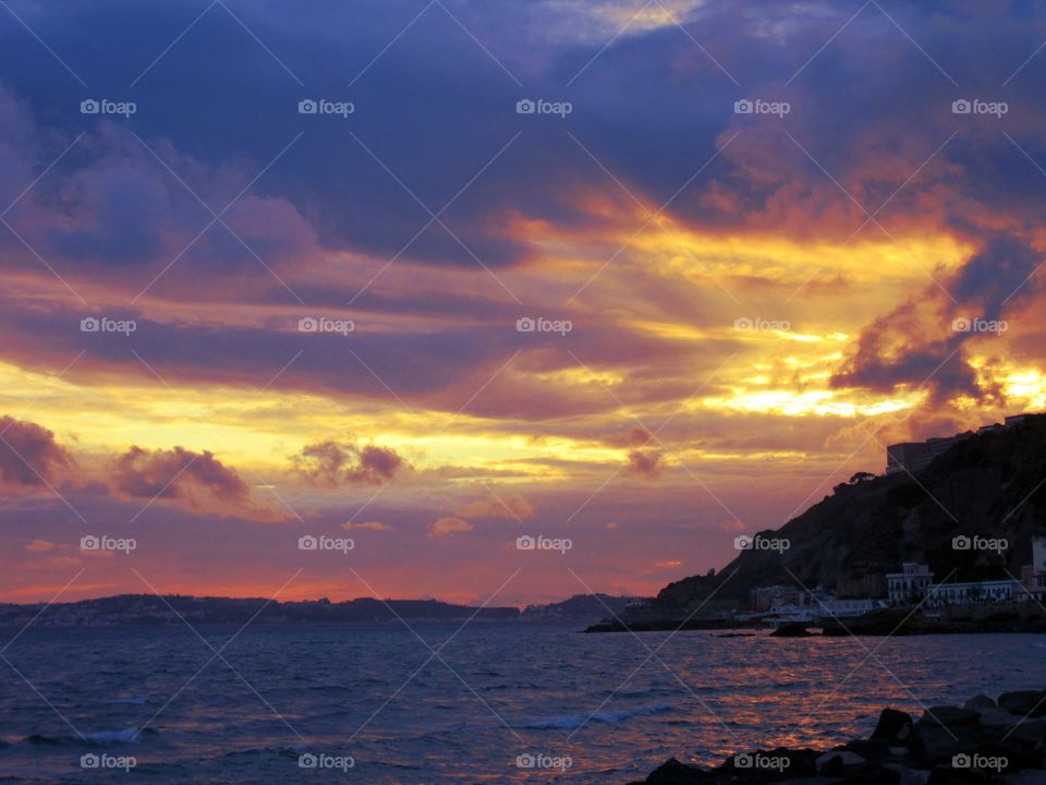 Sunset over Bagnoli ( Naples - Italy ) after the storm.