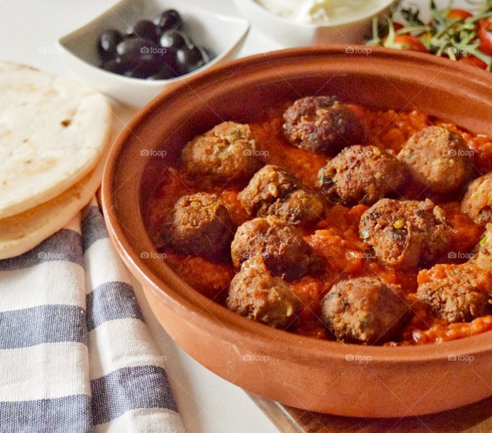 Meatballs with tomato sauce in a bowl