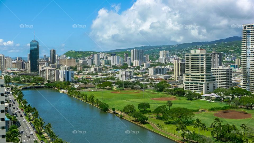 Tropical urban city Honolulu Hawaii  