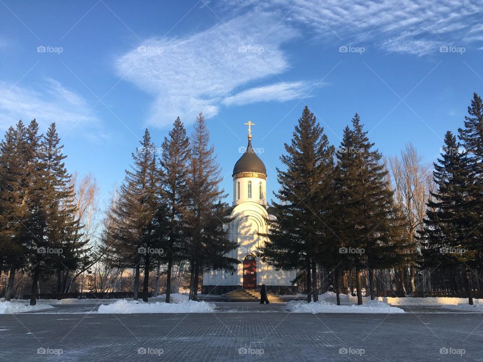 Symmetry is everywhere. Photo of the church in Russia 