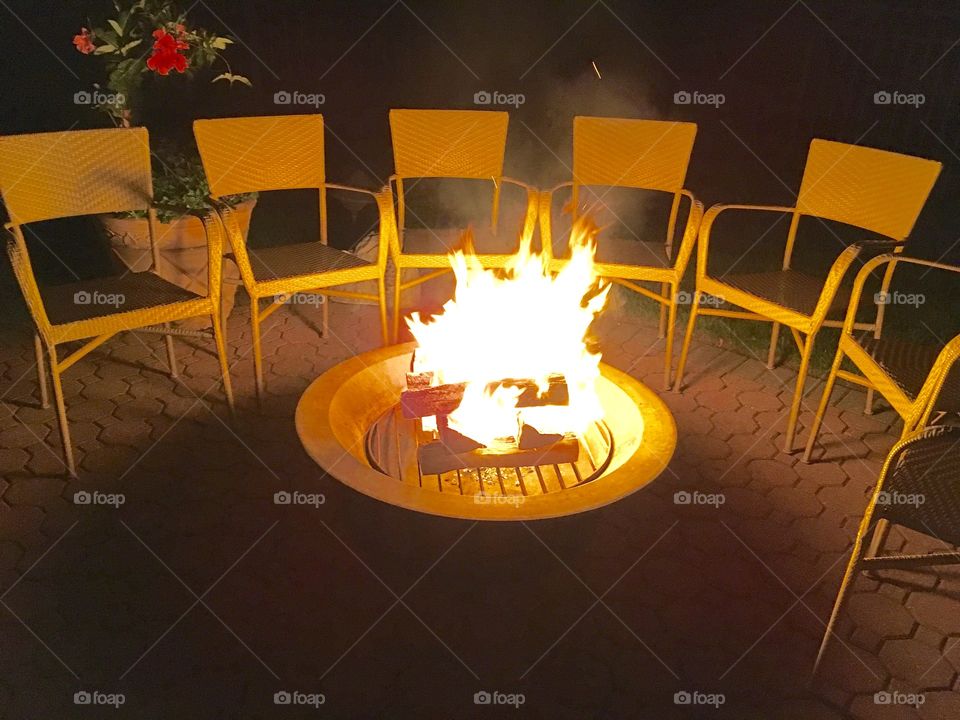 Fire in the fire pit