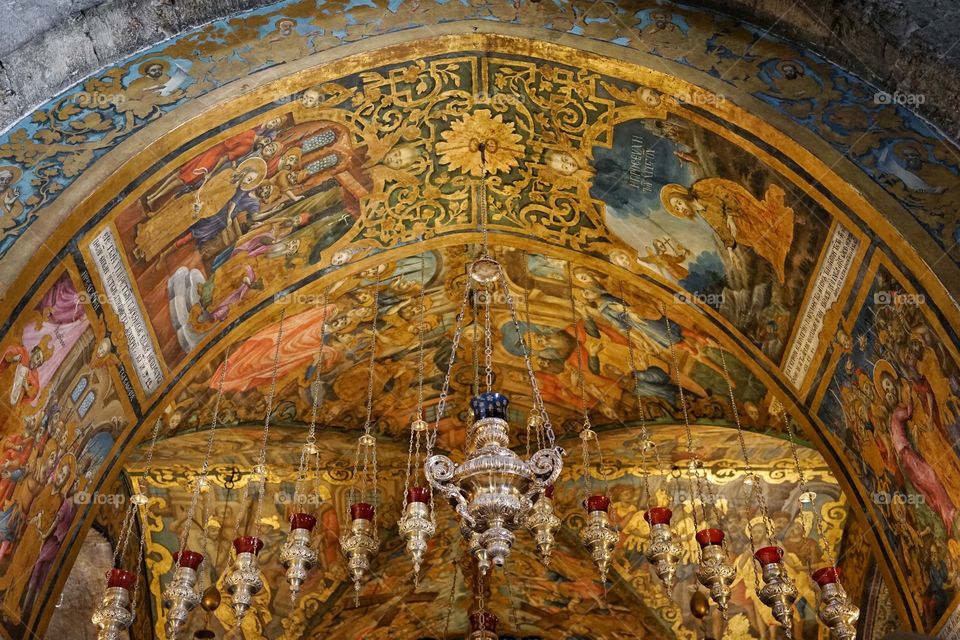 ornamen of the church of holy sepulchre in jerusalem of Israel