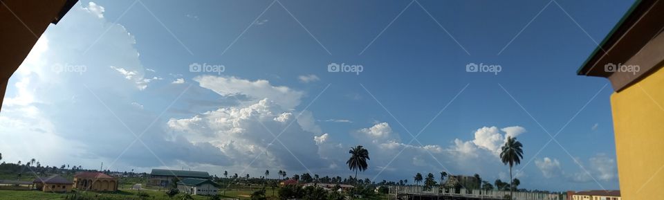 Panorama view of the clear beautiful sky