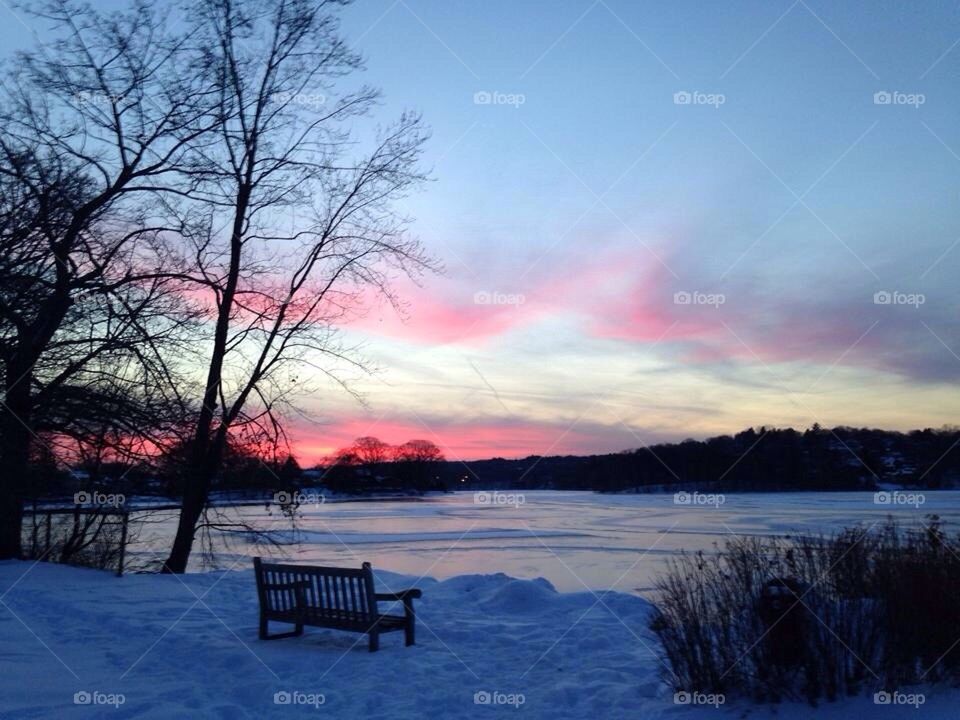 Winter Sunset on the pond