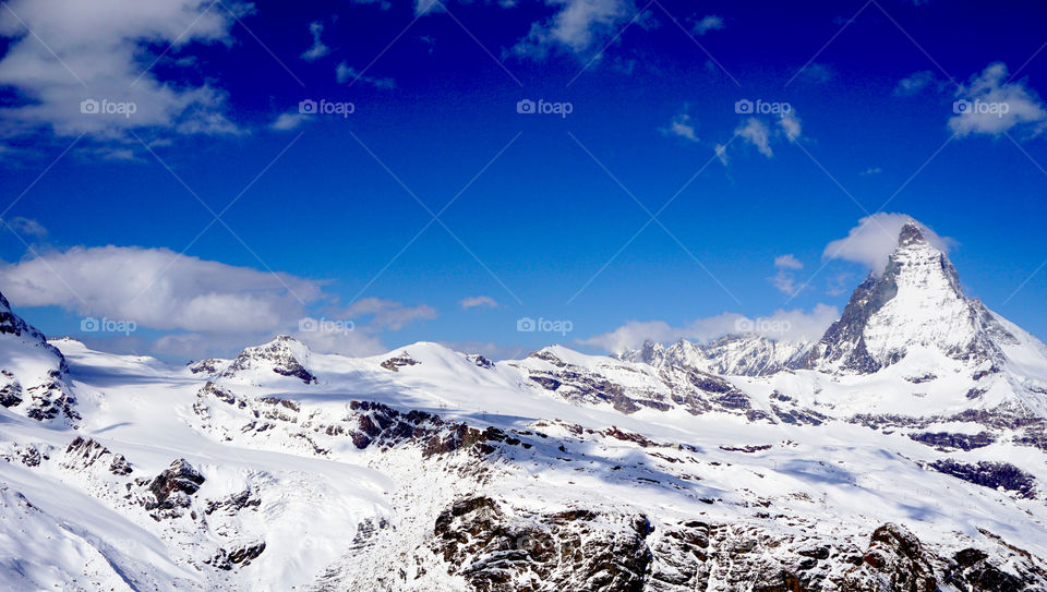 View of snowcapped mountain in Matterhorn, Switzerland