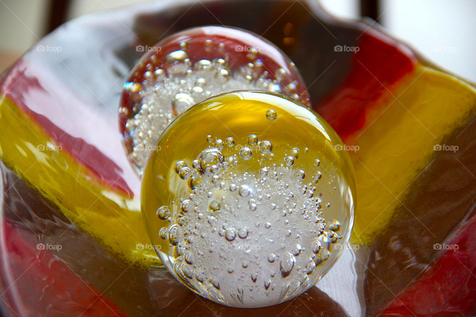 Crystal balls with colorful reflections