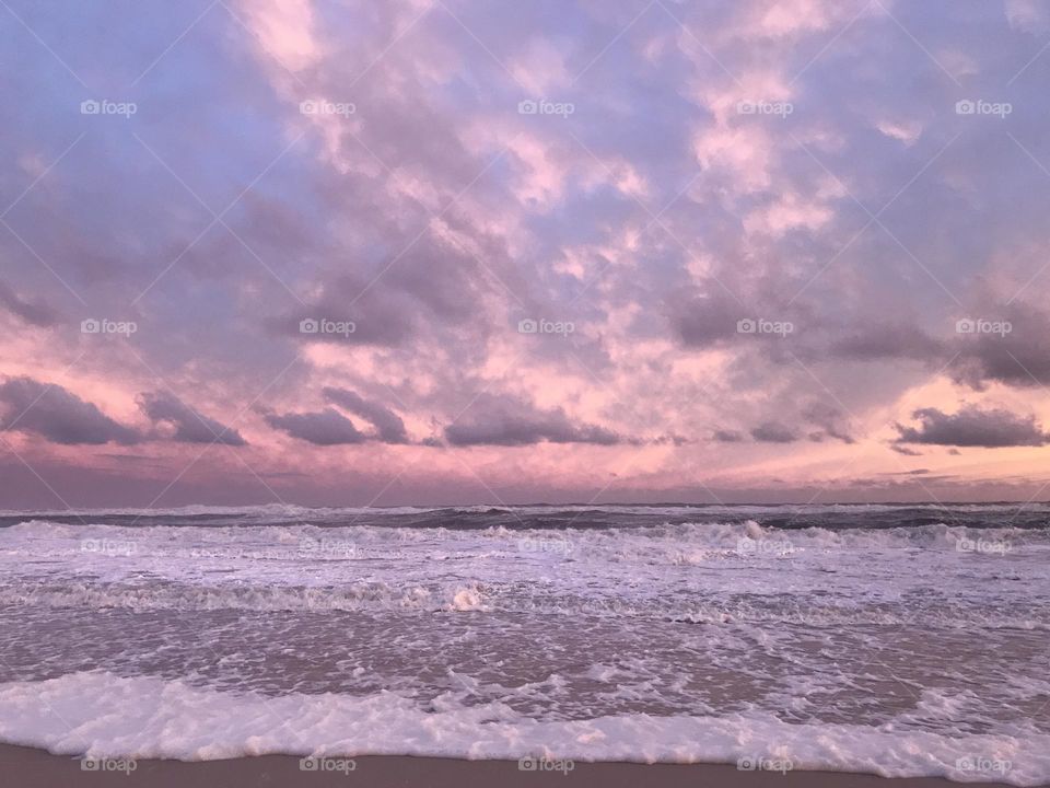 Pink beach sunset