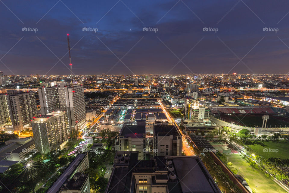 City top view at night