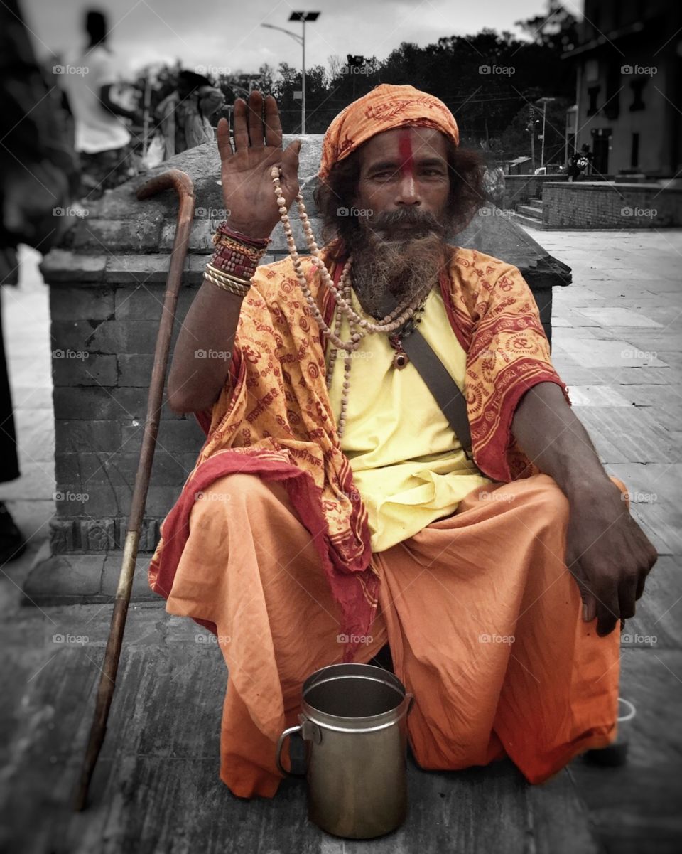 Nepalese man at Hindu temple, Kathmandu 