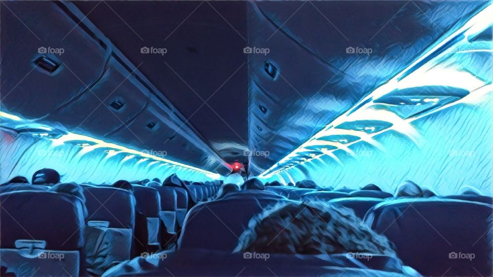 on a plane in the back