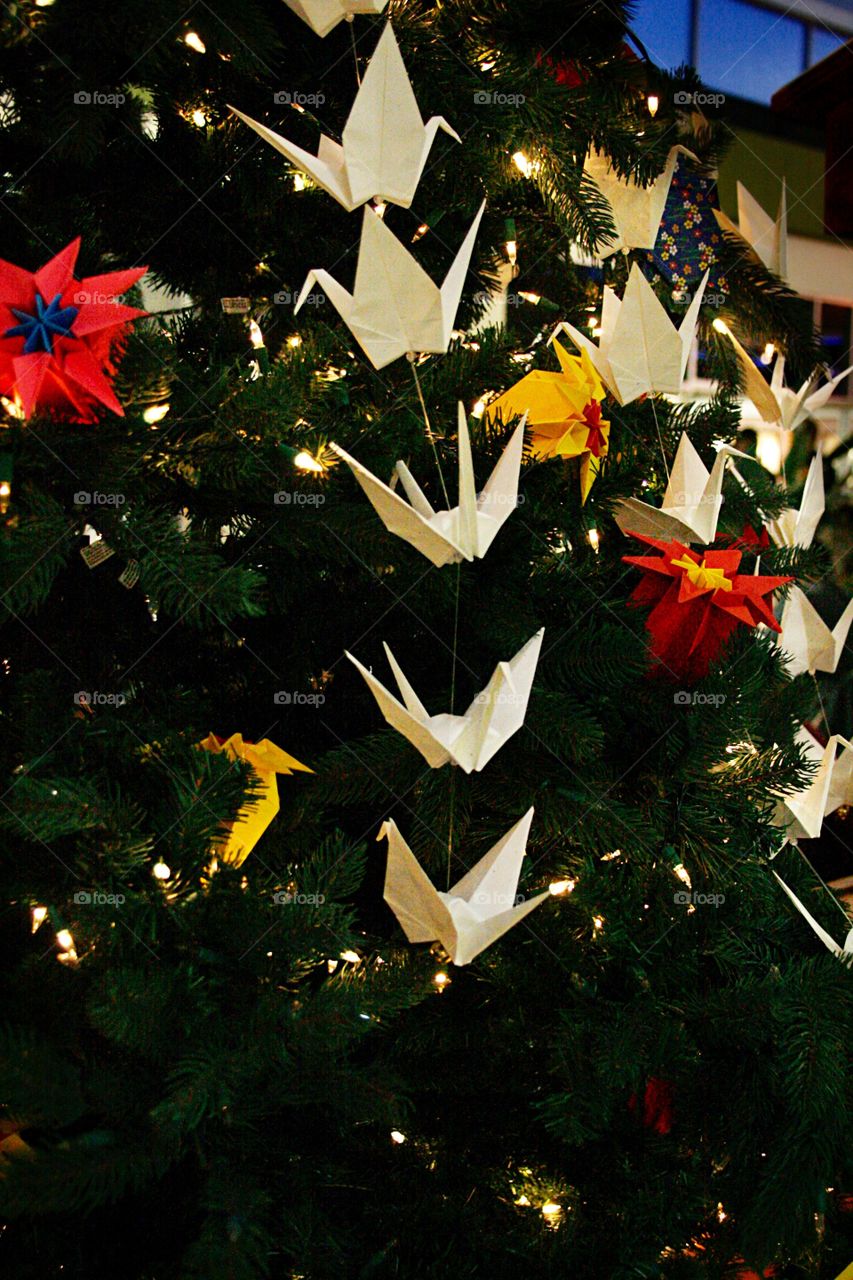 Origami on the pine tree 