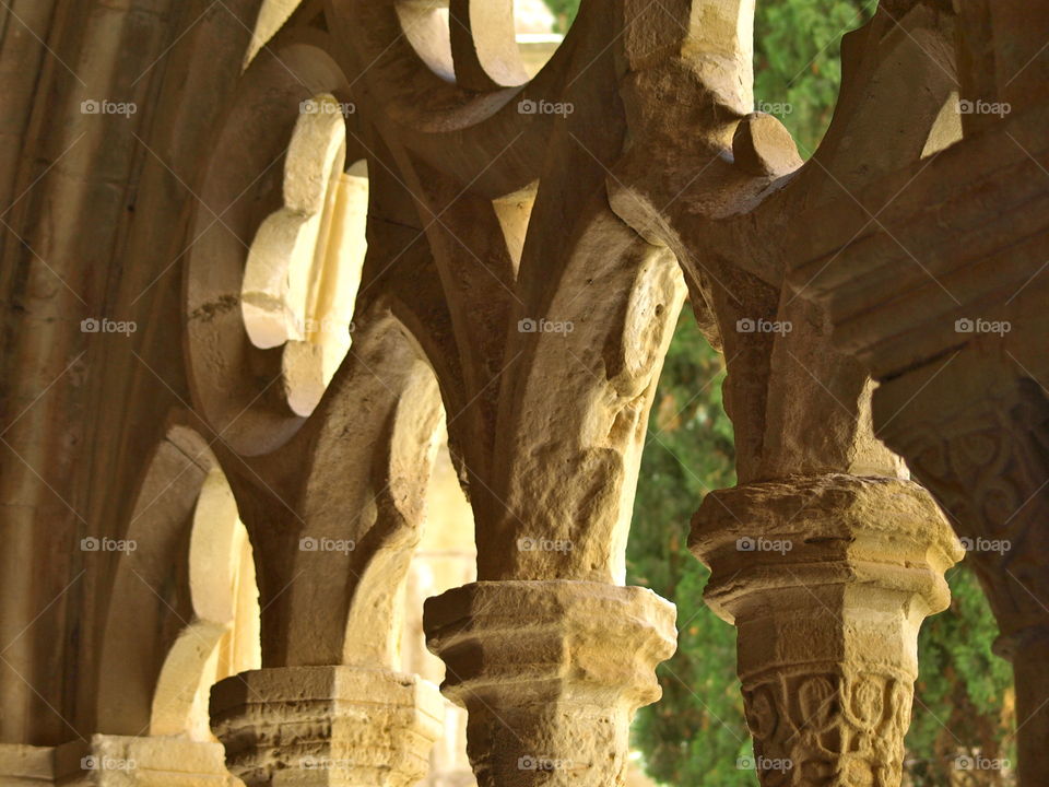 Claustro del Monasterio de Poblet. Details 