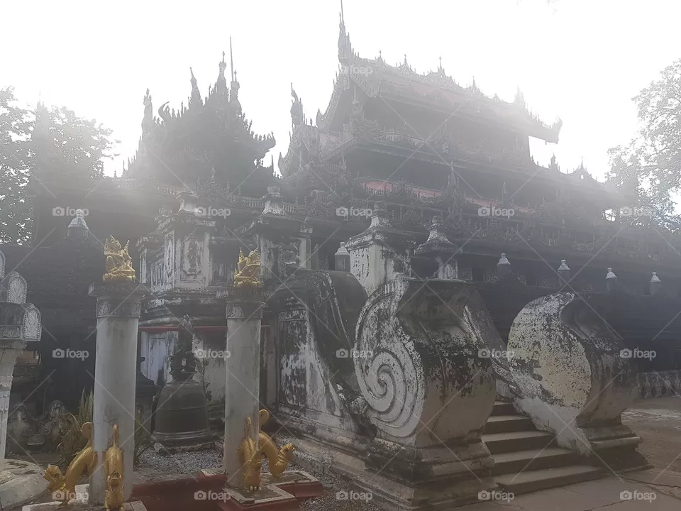 Ancient teak houses in Mandalay city