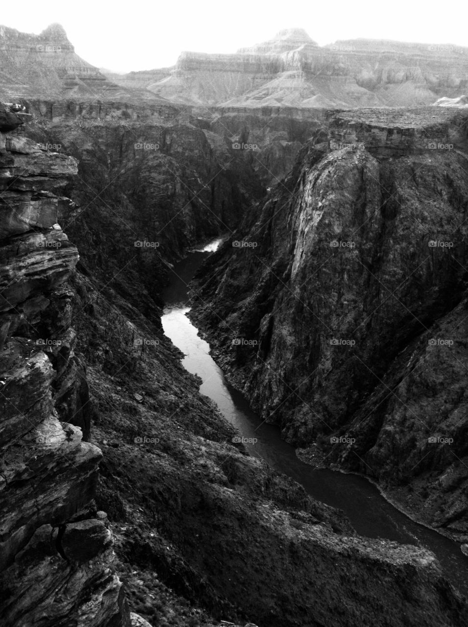 View of the Colorado River while backpacking down the Grand Canyon 