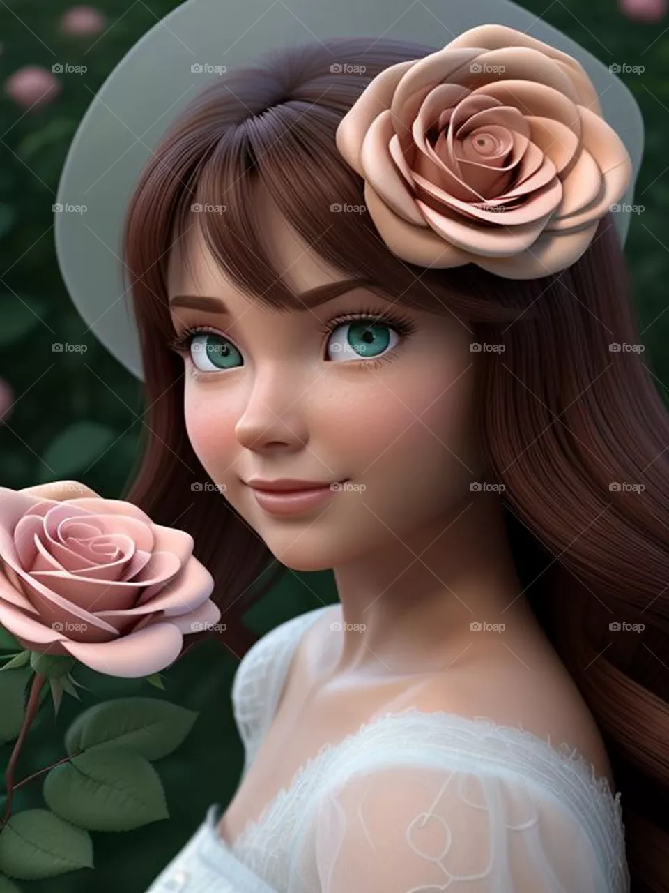 Beautiful girl with roses